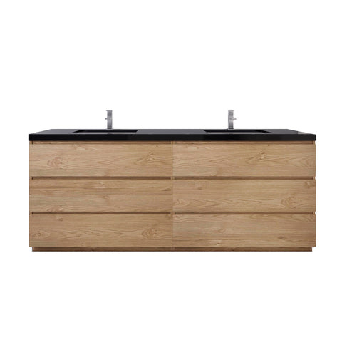 Stanley 84" New England Oak Freestanding Vanity with Reinforced Acrylic Sinks