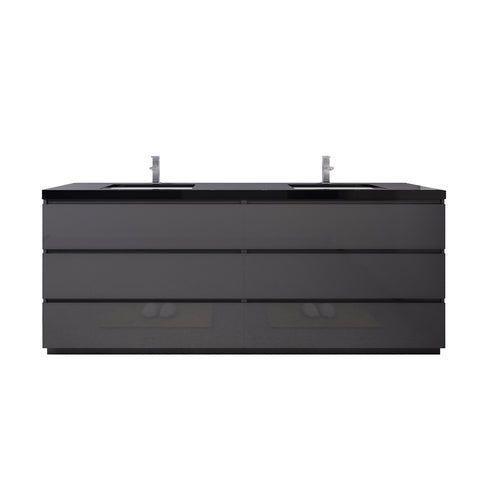 Stanley 84" High Gloss Gray Freestanding Vanity with Reinforced Acrylic Sinks