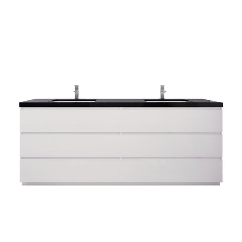 Stanley 84" High Gloss White Freestanding Vanity with Reinforced Acrylic Sinks