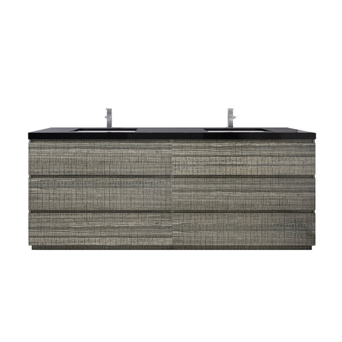 Stanley 84" High Gloss Ash Gray Freestanding Vanity with Reinforced Acrylic Sinks