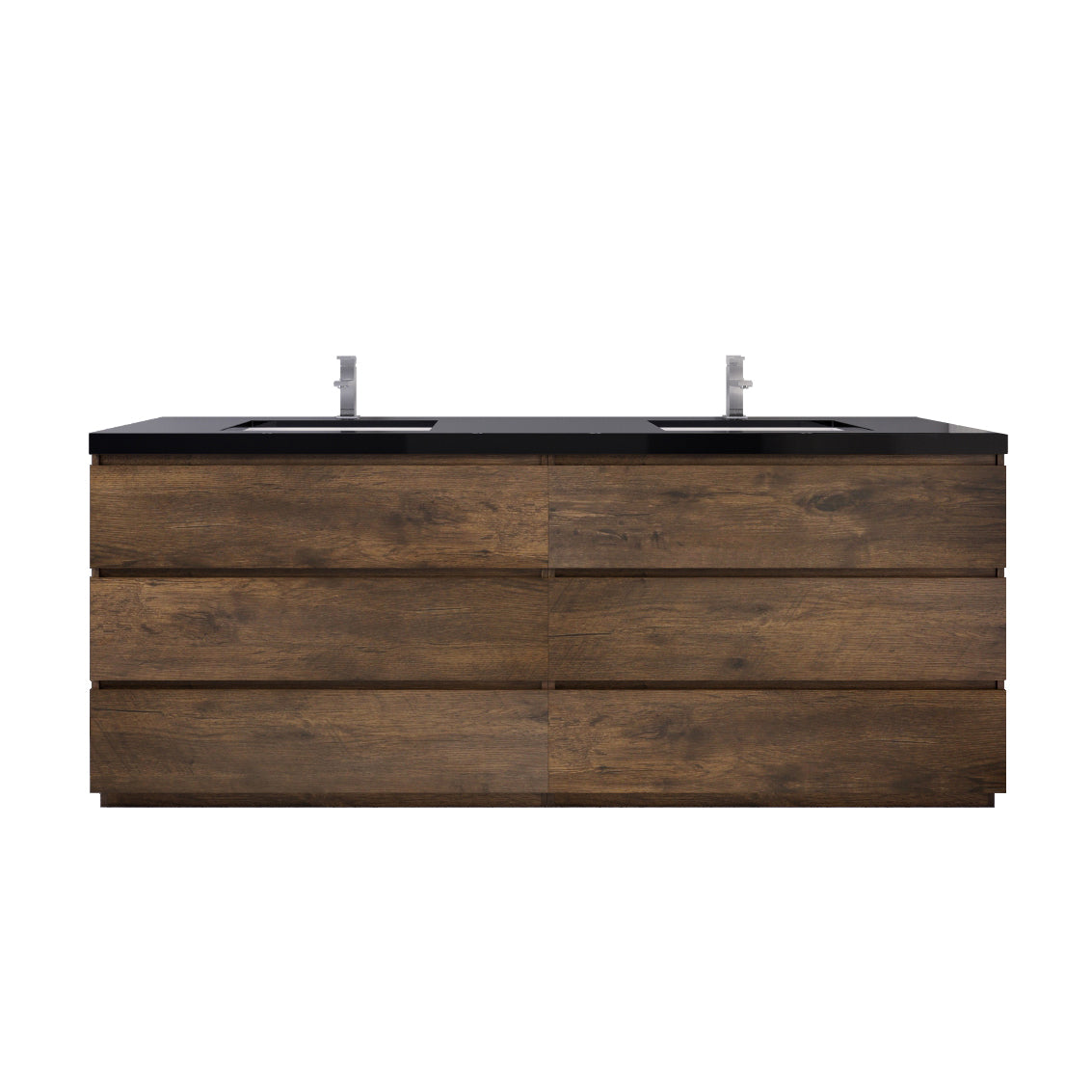 Stanley 84" Rosewood Freestanding Vanity with Reinforced Acrylic Sinks