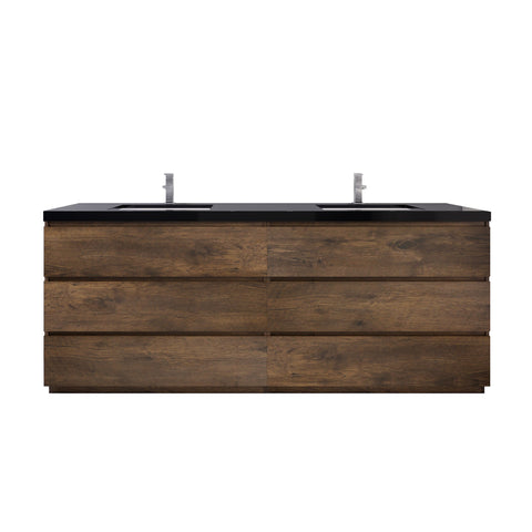 Stanley 84" Rosewood Freestanding Vanity with Reinforced Acrylic Sinks