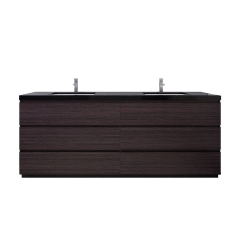 Stanley 84" Dark Gray Oak Freestanding Vanity with Reinforced Acrylic Sinks