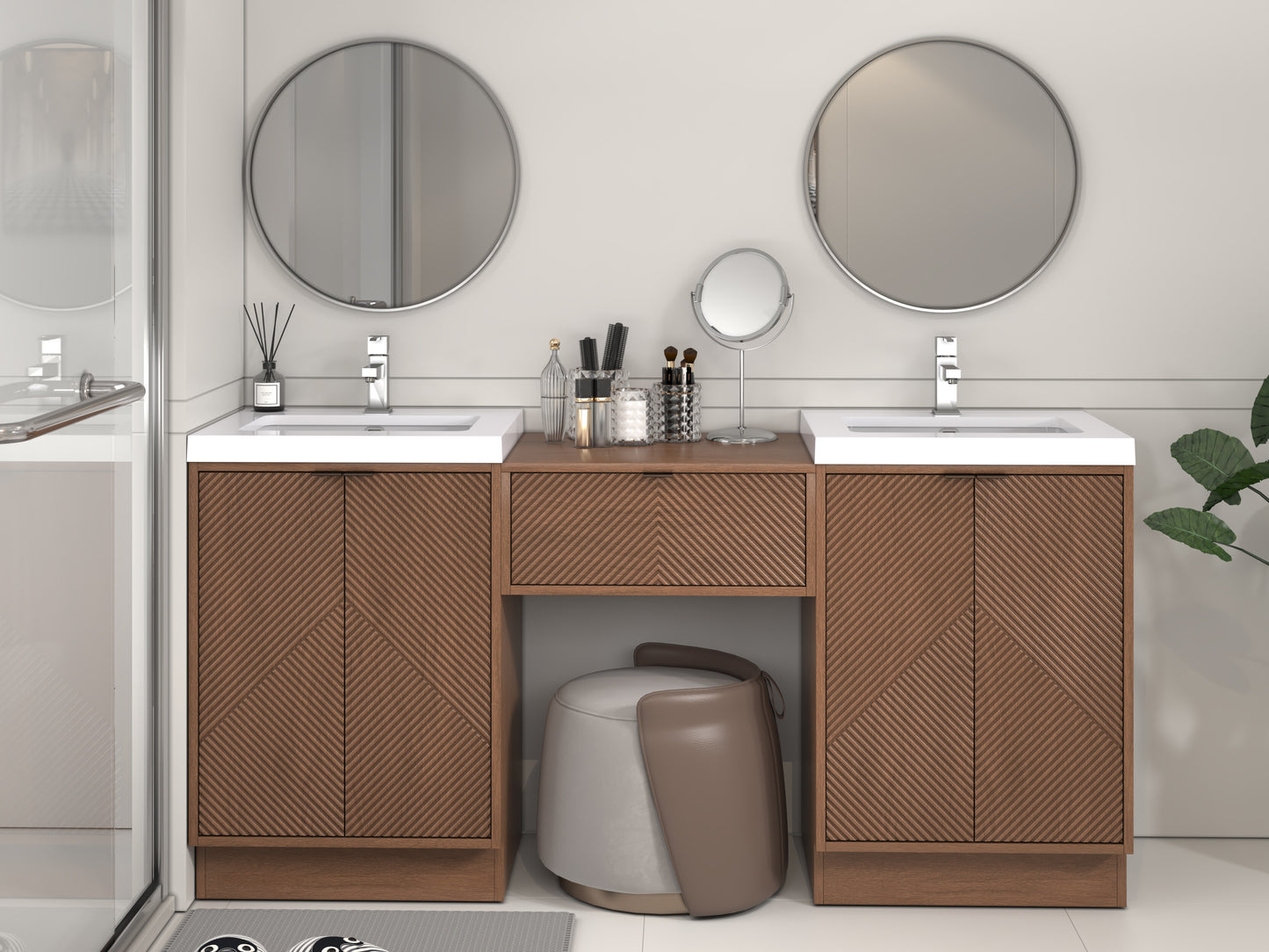 Mason Fluted Freestanding Bathroom Vanity with Sink Top