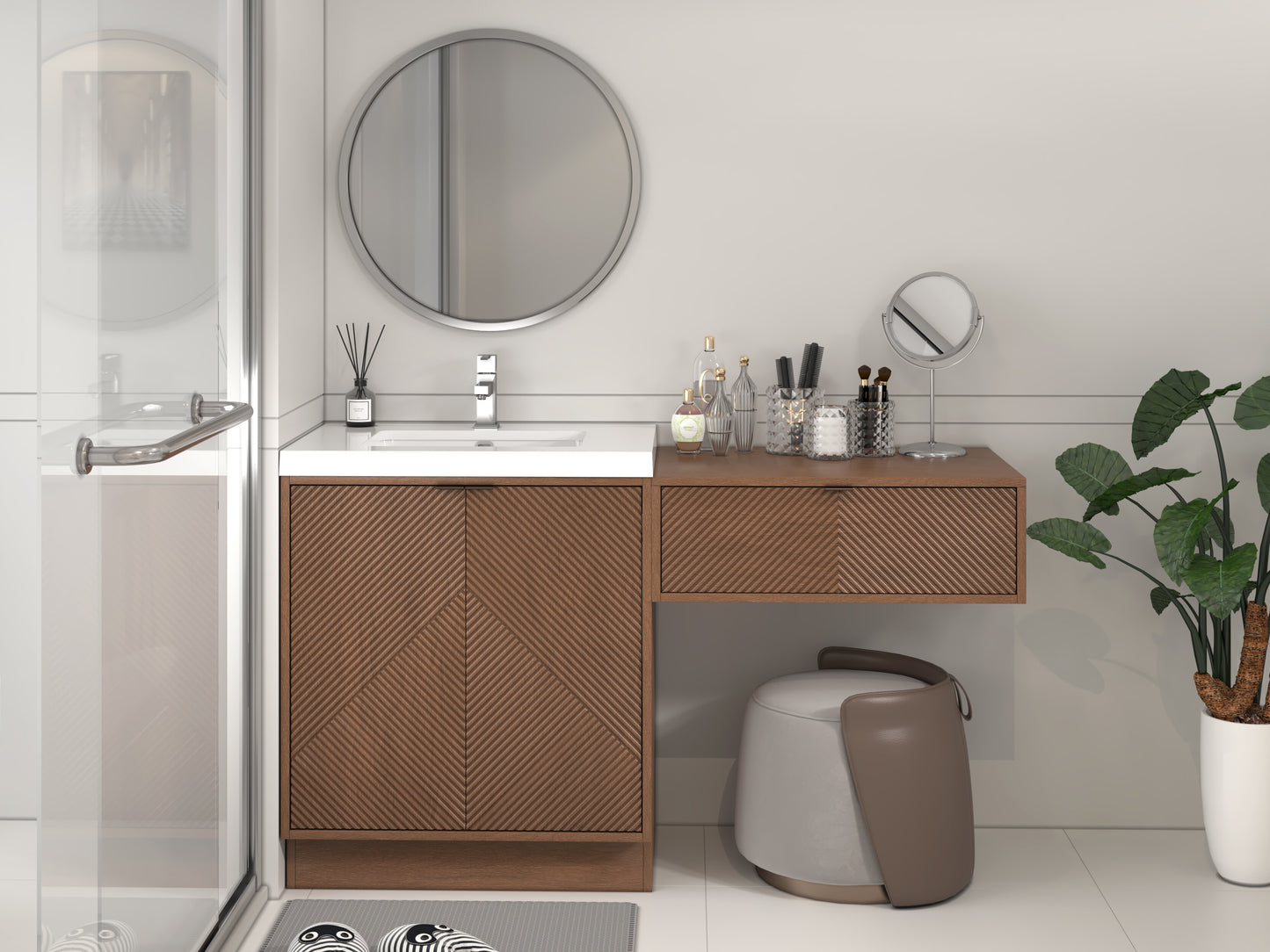 Mason Fluted Freestanding Bathroom Vanity with Sink Top