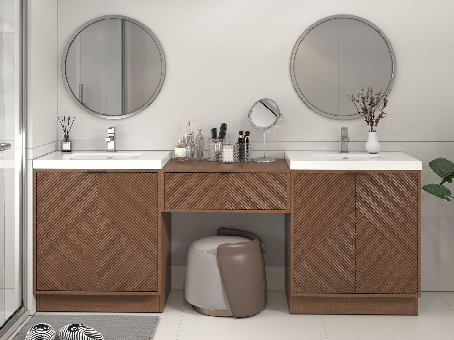 Mason Fluted Freestanding Bathroom Vanity with Sink Top