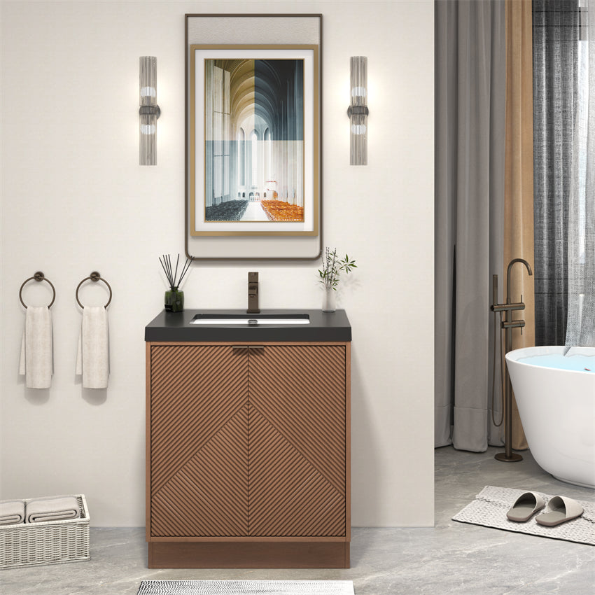 Stella Fluted Freestanding Bathroom Vanity with Sink Top