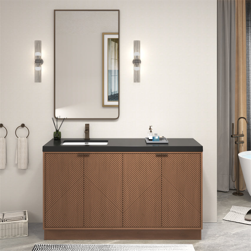Stella Fluted Freestanding Bathroom Vanity with Sink Top