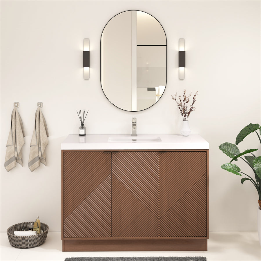 Stella Fluted Freestanding Bathroom Vanity with Sink Top