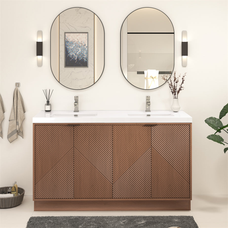 Stella Fluted Freestanding Bathroom Vanity with Sink Top