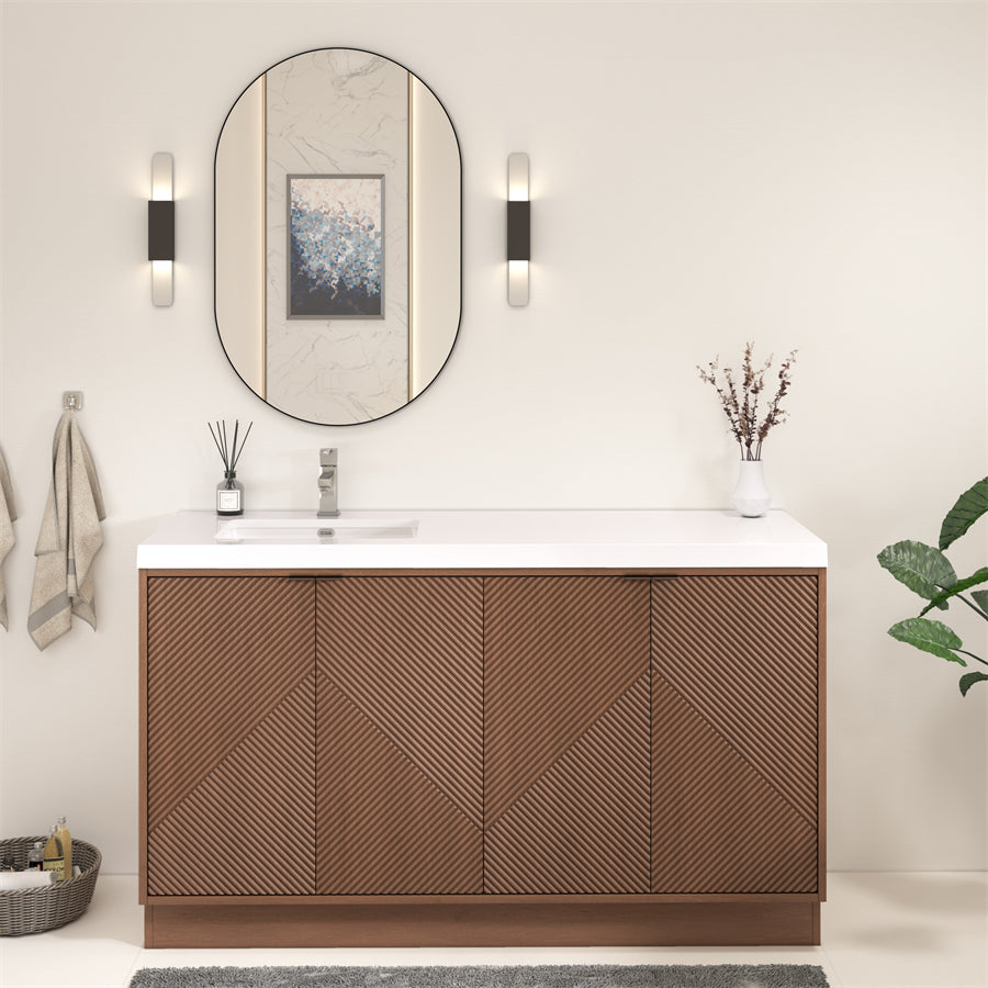 Stella Fluted Freestanding Bathroom Vanity with Sink Top