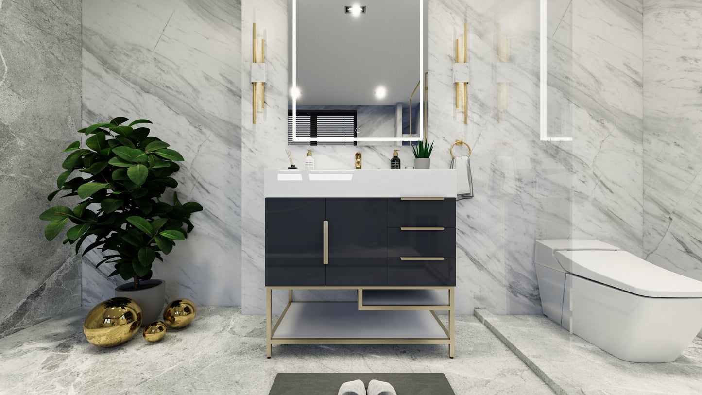 Bethany 36" Freestanding Vanity in High Gloss Gray