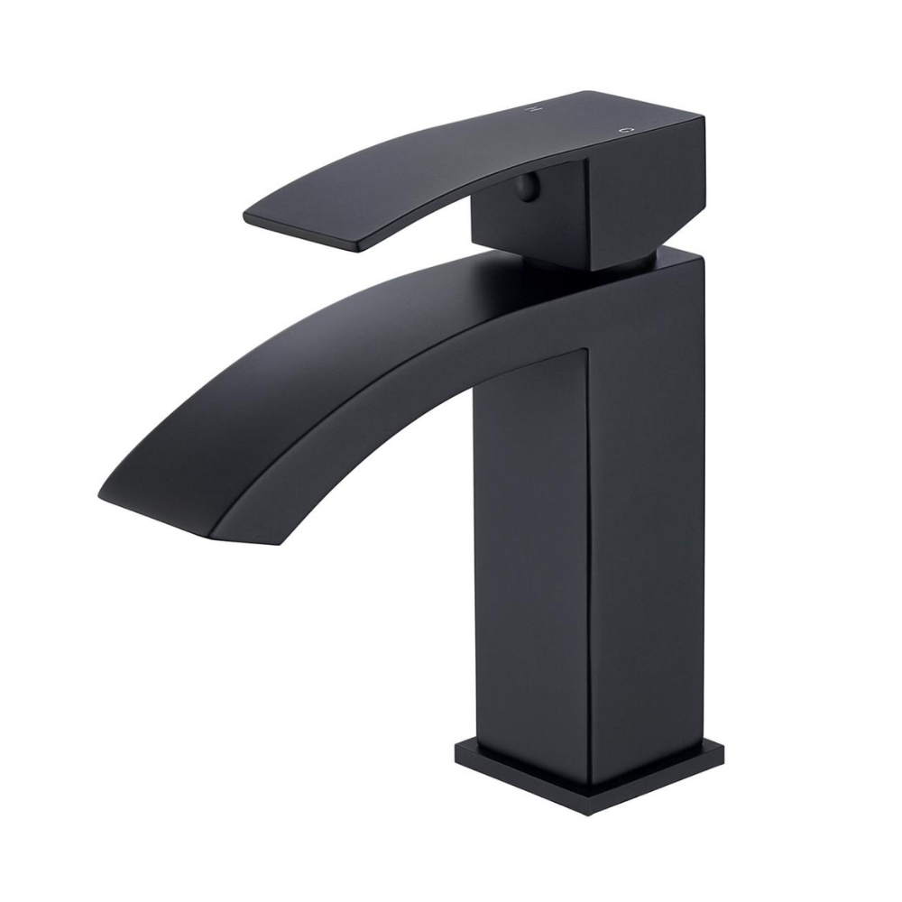Nelli Curve Single Hole Bathroom Faucet in Matte Black | Better Vanity