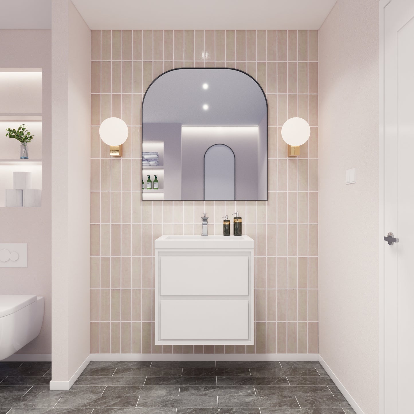 Saggia 24" Floating Vanity with Sink Set in Gloss White