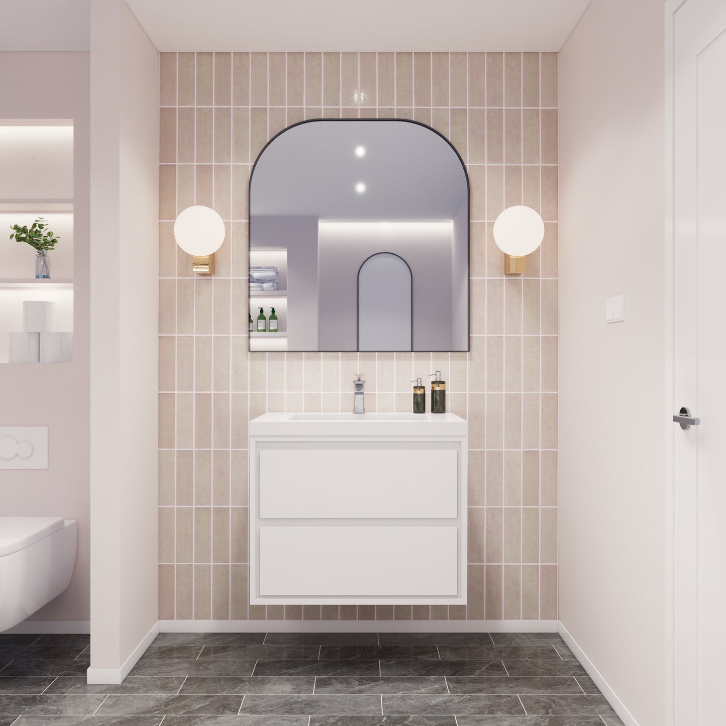 Saggia 30" Floating Vanity with Sink Set in Gloss White