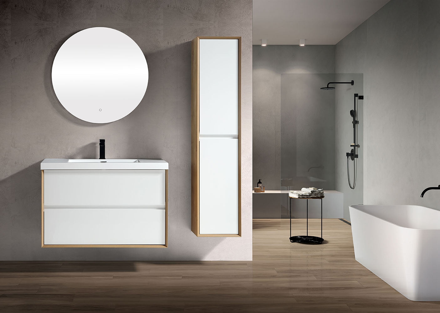 Kingdee 36" Glossy White Wall Mounted Vanity with Reinforced Acrylic Sink