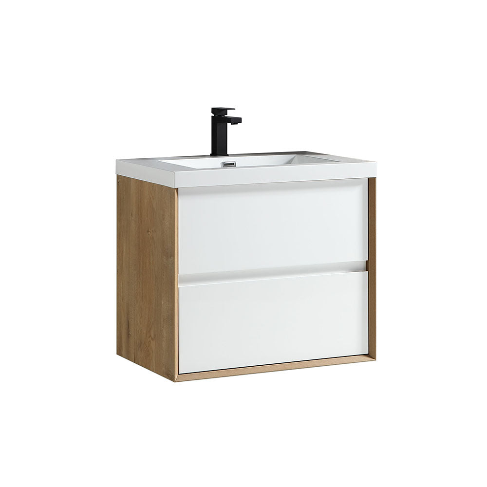 Kingdee 24" Glossy White Wall Mounted Vanity with Reinforced Acrylic Sink