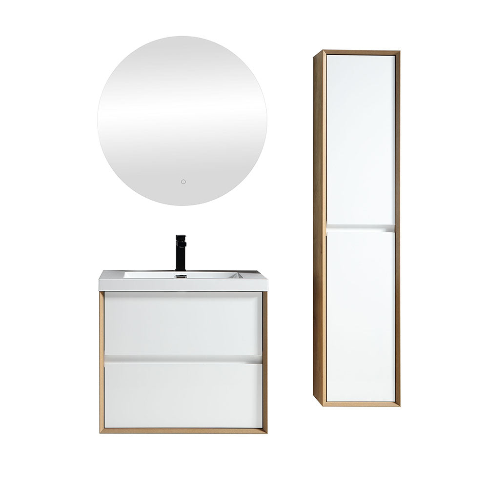 Kingdee 24" Glossy White Wall Mounted Vanity with Reinforced Acrylic Sink