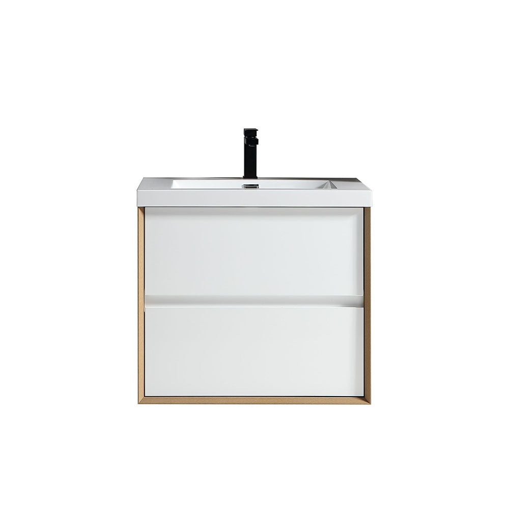 Kingdee 24" Glossy White Wall Mounted Vanity with Reinforced Acrylic Sink