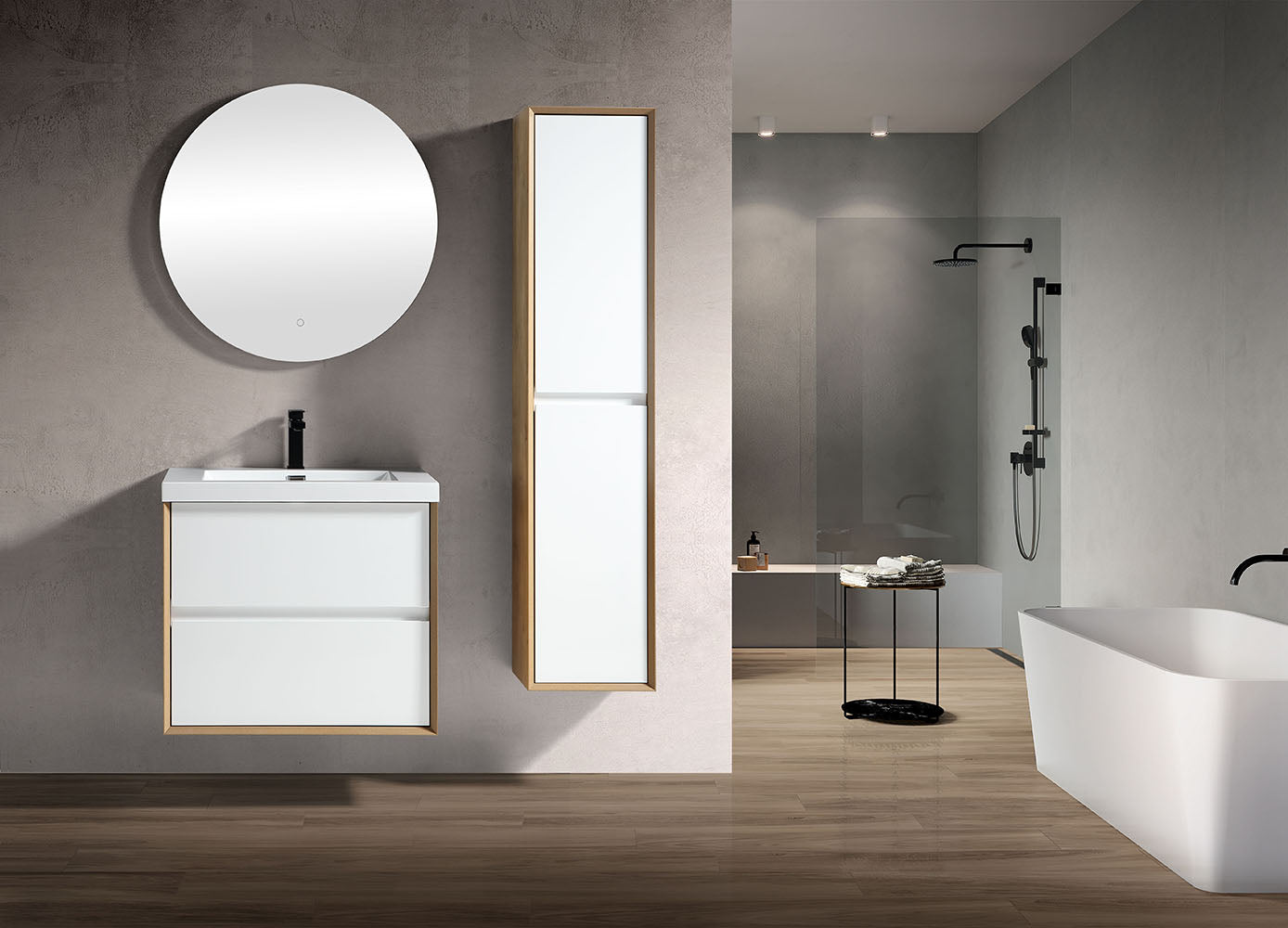 Kingdee 24" Glossy White Wall Mounted Vanity with Reinforced Acrylic Sink