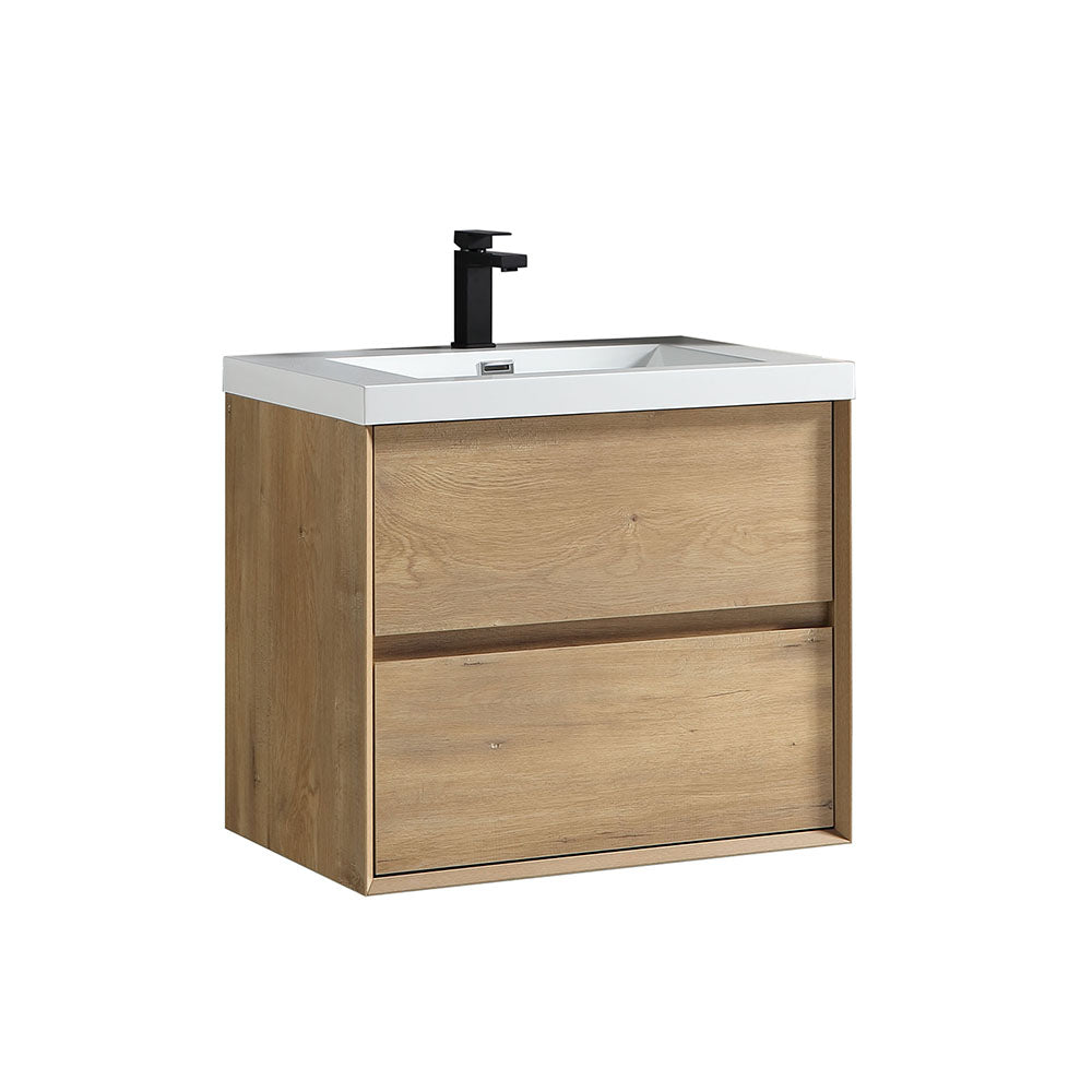 Kingdee 24" White Oak Wall Mounted Vanity with Reinforced Acrylic Sink