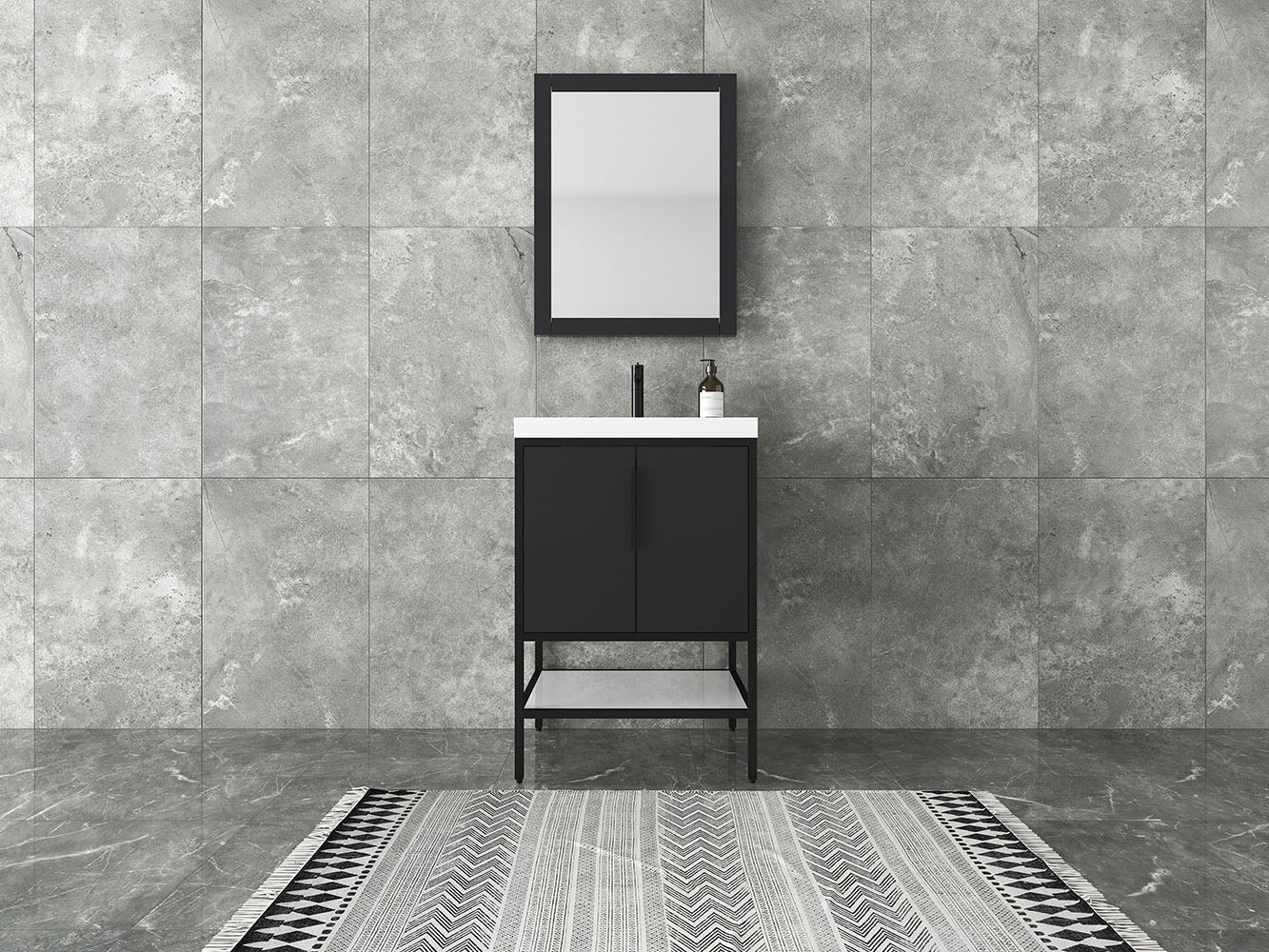 Matthew 24" Glossy Gray Freestanding Vanity with Reinforced Acrylic Sink