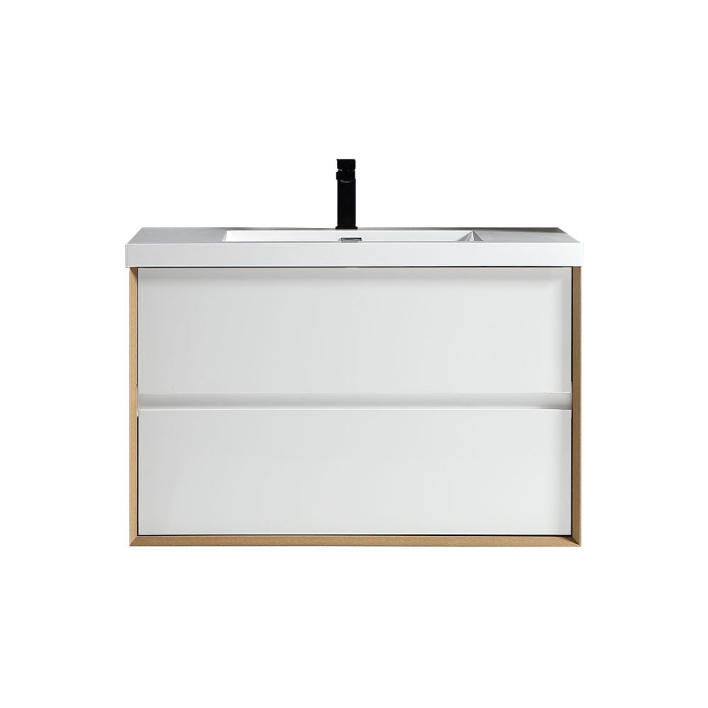 Kingdee 36" Glossy White Wall Mounted Vanity with Reinforced Acrylic Sink
