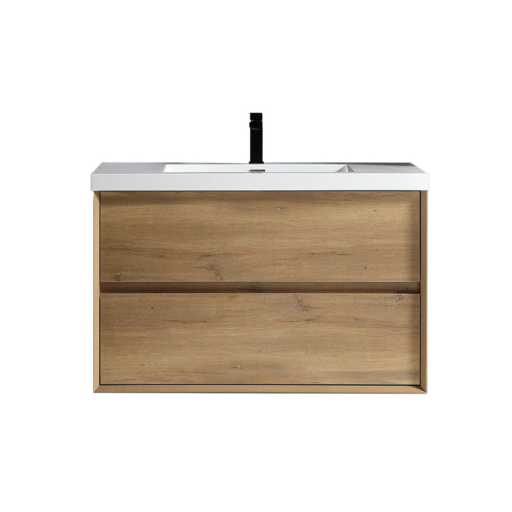 Kingdee 36" White Oak Wall Mounted Vanity with Reinforced Acrylic Sink