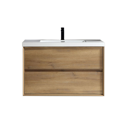 Kingdee 36" White Oak Wall Mounted Vanity with Reinforced Acrylic Sink