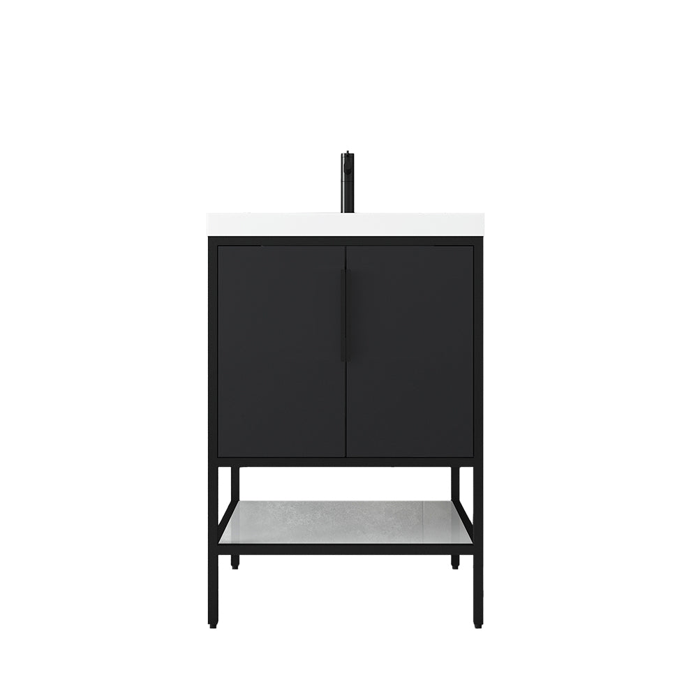 Matthew 24" Glossy Gray Freestanding Vanity with Reinforced Acrylic Sink