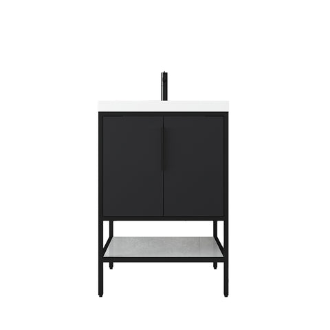 Matthew 24" Glossy Gray Freestanding Vanity with Reinforced Acrylic Sink