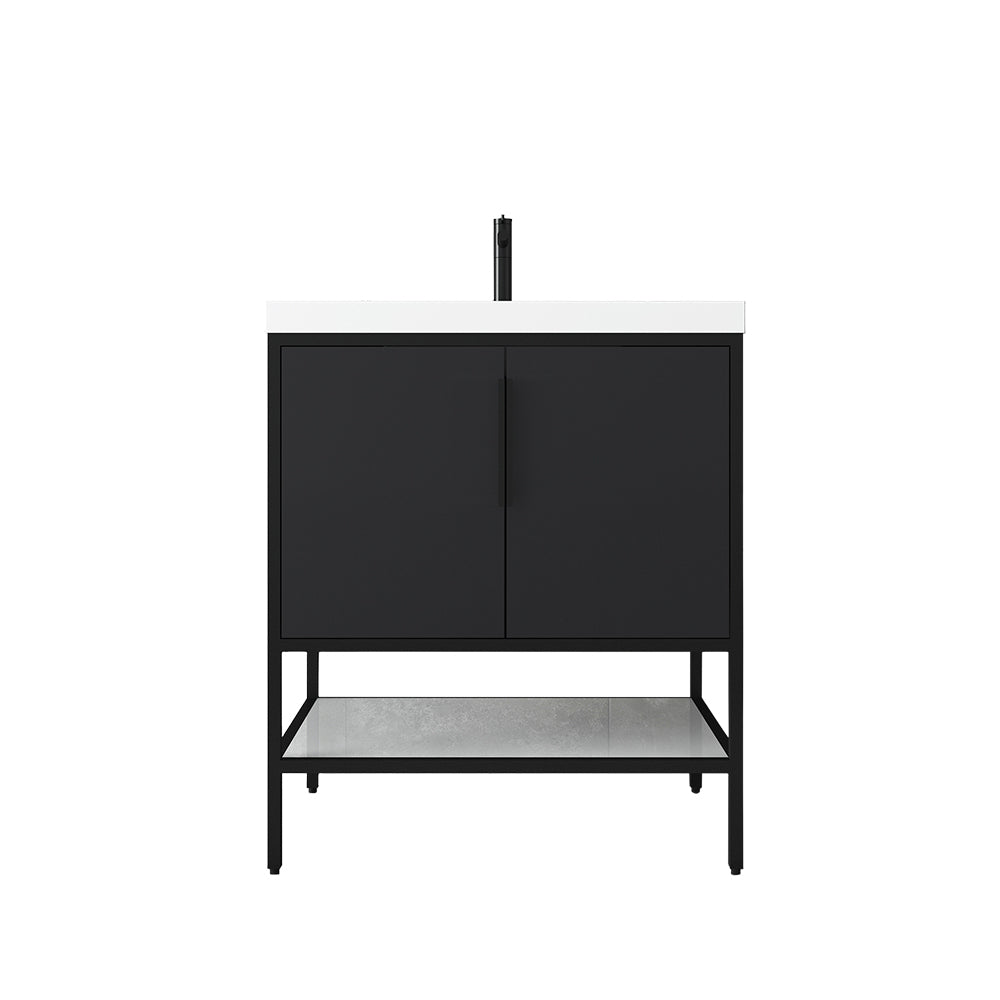 Matthew 30" Glossy Gray Freestanding Vanity with Reinforced Acrylic Sink