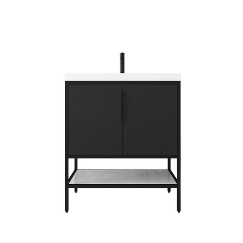 Matthew 30" Glossy Gray Freestanding Vanity with Reinforced Acrylic Sink