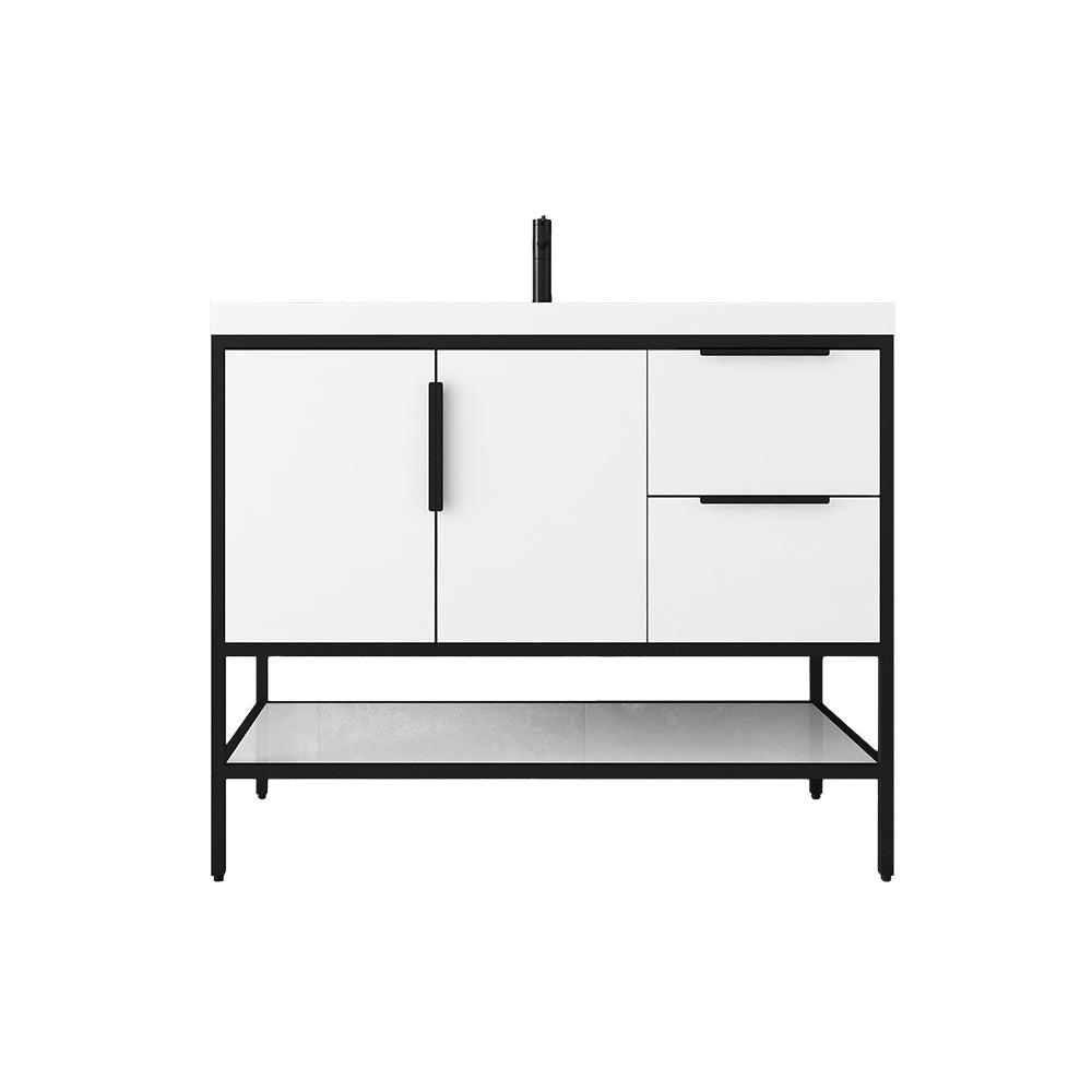 Matthew 42" Glossy White Freestanding Vanity with Reinforced Acrylic Sink