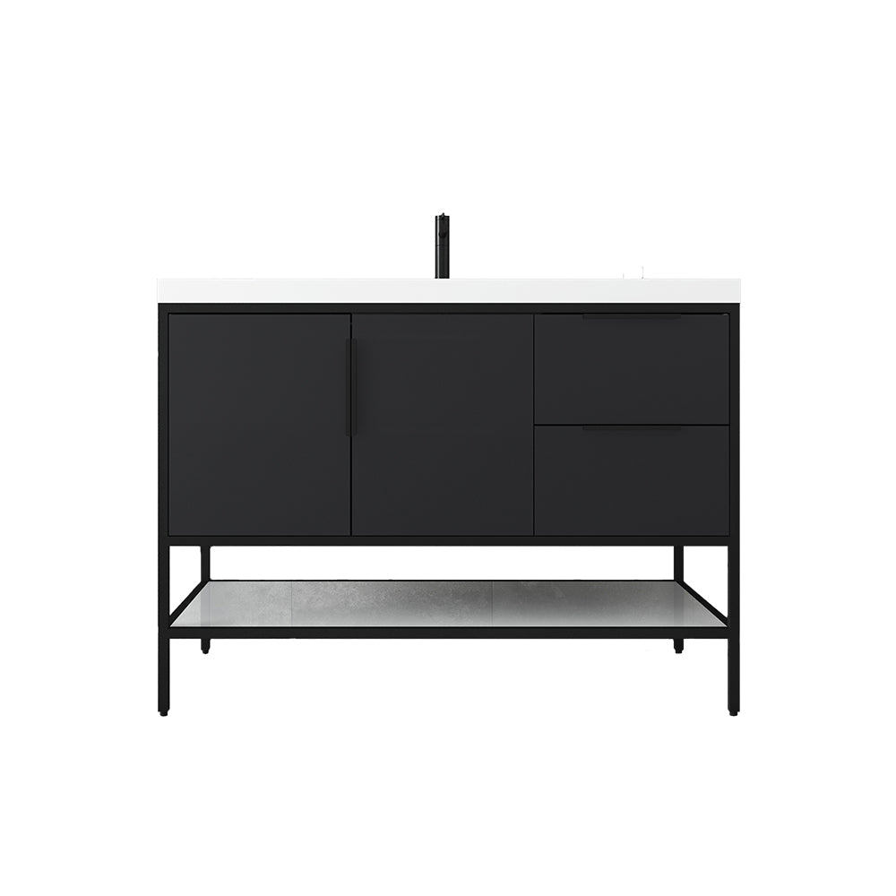 Matthew 48" Glossy Gray Freestanding Vanity with Reinforced Acrylic Sink
