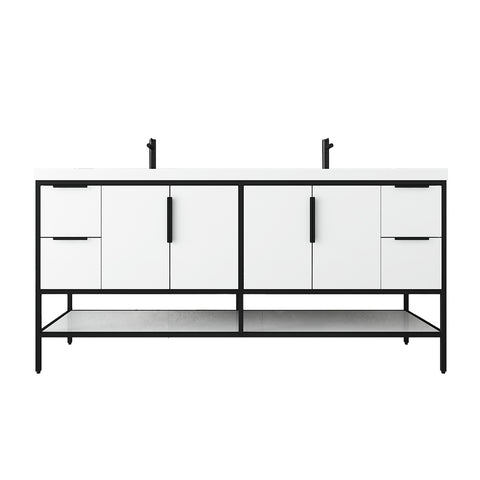 Matthew 72" Glossy White Freestanding Vanity with Reinforced Acrylic Sinks