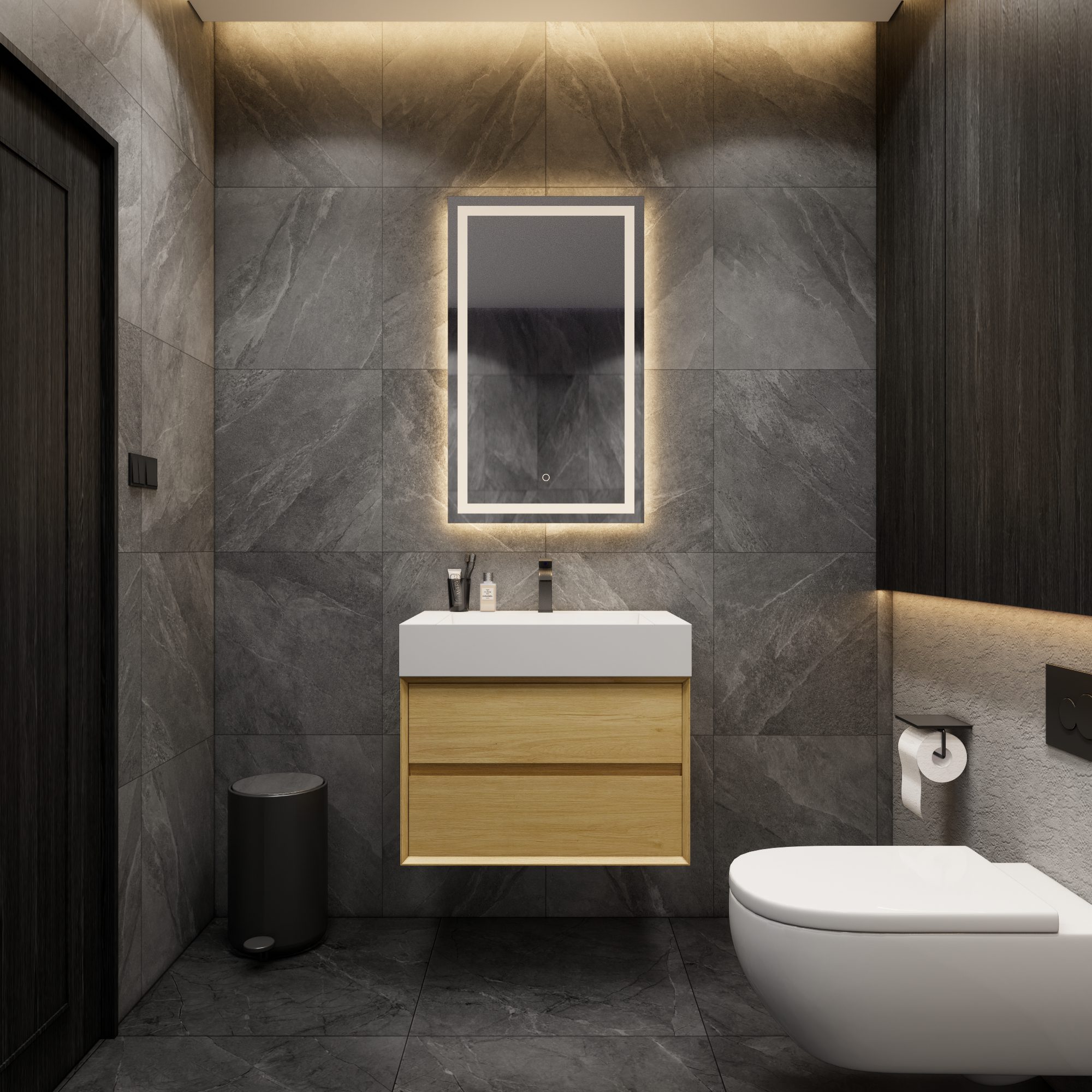 Modern Floating Bathroom Vanity Example. The Max 24" Floating Wall-Mounted Vanity comes in multiple sizes starting at 24" across, as well as in multiple diverse colors from Teak Oak, Gray Oak, Glossy White, Gloss White, and more.